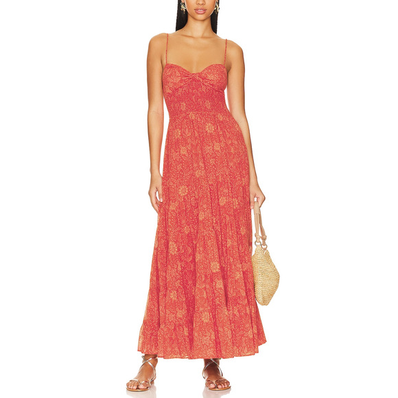 Free People Dresses & Skirts - Free People 'Sundrenched' Pink Cotton Printed Maxi Size S